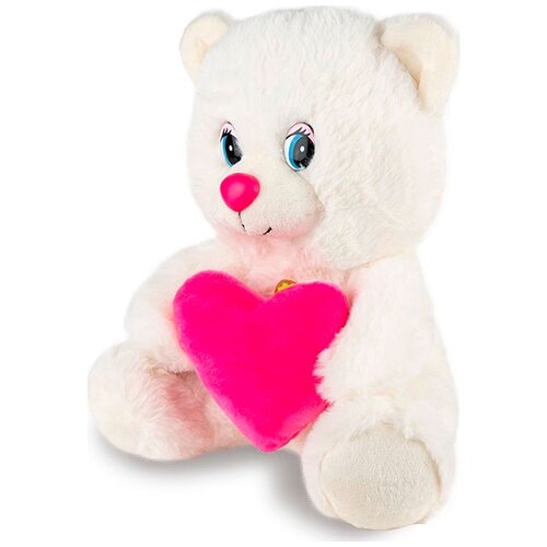 Мягкая игрушка Maxi Play Мишка с сердцем, озвученный, 21 см, белый мягкая игрушка мишка с сердцем озвученный 21 см mp hh r20073 5634715