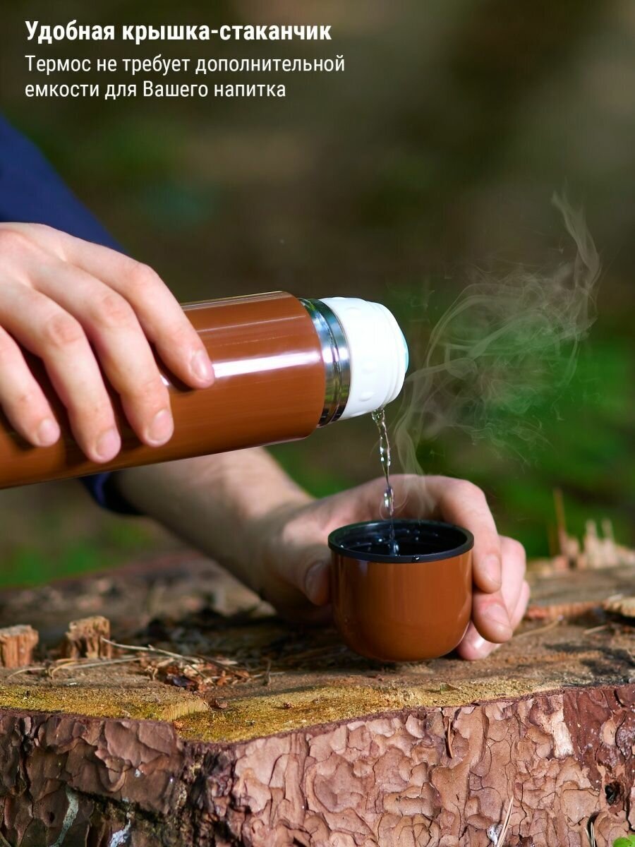 Термос для чая кофе и напитков с кнопкой клапаном 0.5 л - фотография № 4