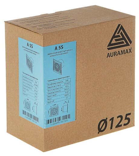 Auramax Вентилятор вытяжной AURAMAX A 5, 160х180 мм, d125 мм, 220‒240 В - фотография № 4