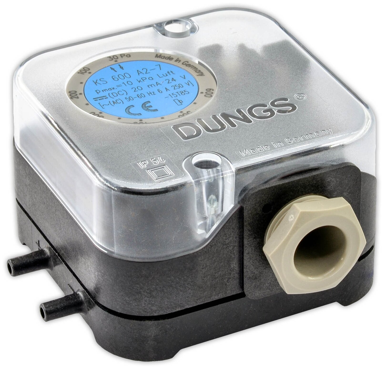 Дифференциальный датчик-реле для контроля давления разряжения DUNGS KS 600 A2-7 арт.257844 с монтажным набором 30-600 Pa