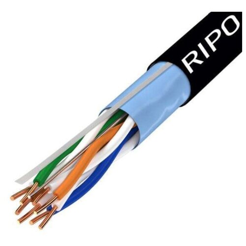 Кабель витая пара для локальной сети LAN FTP4 CAT5E 24AWG Cu PE RIPO outdoor уличный 25 метров 001-122014/25