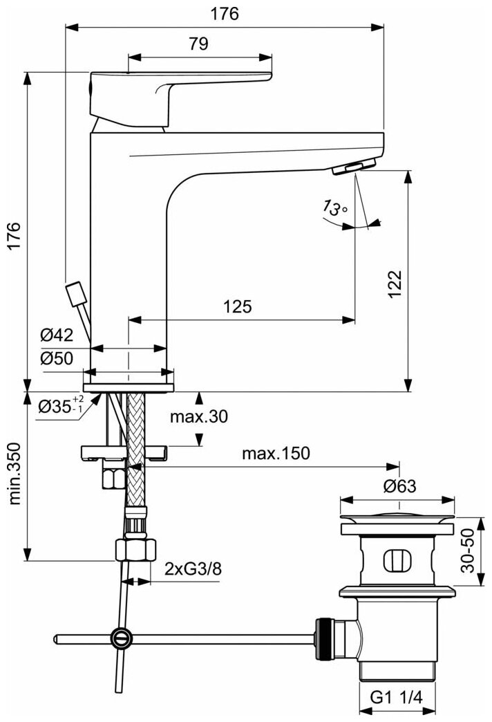 Набор смесителей Ideal Standard Ceratherm T100 BC985AA - фотография № 6