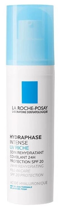 Крем интенсивный увлажняющий La Roche-Posay Hydraphase UV Intense Riche SPF20 для сухой или обезвоженной чувствительной кожи, 50 мл