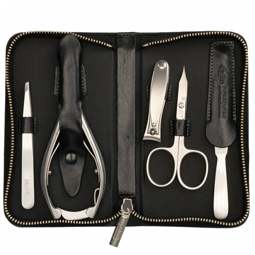 Маникюрный набор Erbe 5пр Футляр натур кожа цвет черныйсерый 38410₽