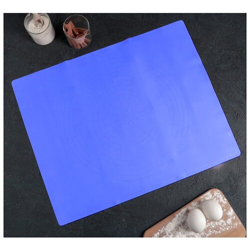 фото Коврик с разлиновкой skiico kitchenware «буссен», 49×39 см / коврик для раскатки теста силиконовый цвет синий