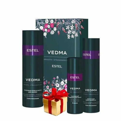 estel professional набор vedma ведьма блеск шампунь 250 мл блеск бальзам 200 мл Набор VEDMA by ESTEL (шампунь 250 мл, маска 200 мл, масло-эликсир 50 мл) + 1 предмет обихода