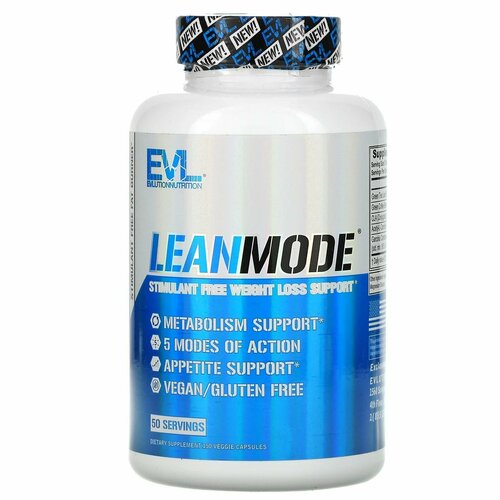 EVLution Nutrition, Жиросжигатель для похудения LeanMode 150 растительных капсул