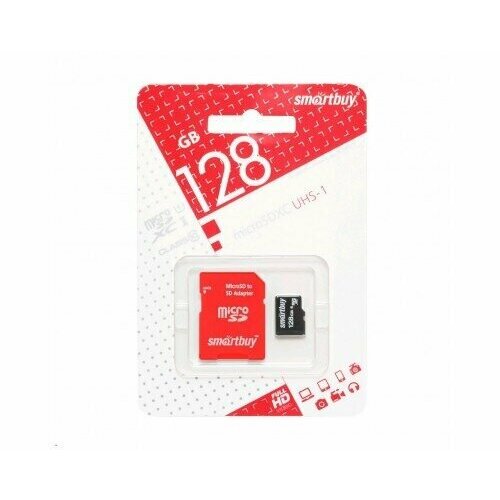 комплект 2 шт карта памяти smartbuy microsdxc 64gb uhs 1 class 10 скорость чтения 60мб сек с адаптером sd Карта памяти MICRO SD 128GB microSDXC UHS-I Class10 (SB128GBSDCL10-01) SMARTBUY