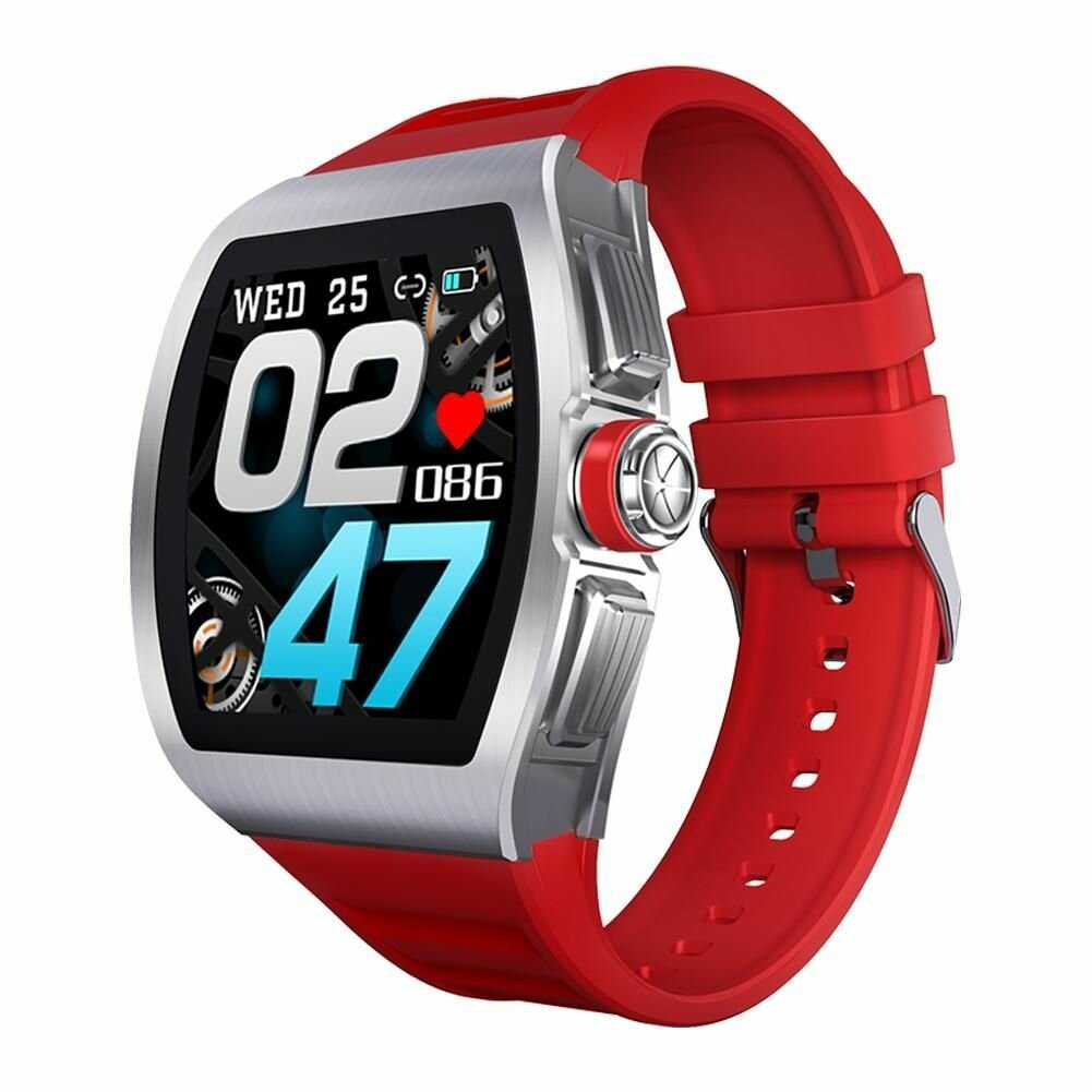 Умный фитнес-браслет Aspect C1 / Смарт-часы для спорта / С измерением давления и кислорода в крови / С пульсометром / С шагомером / Красный