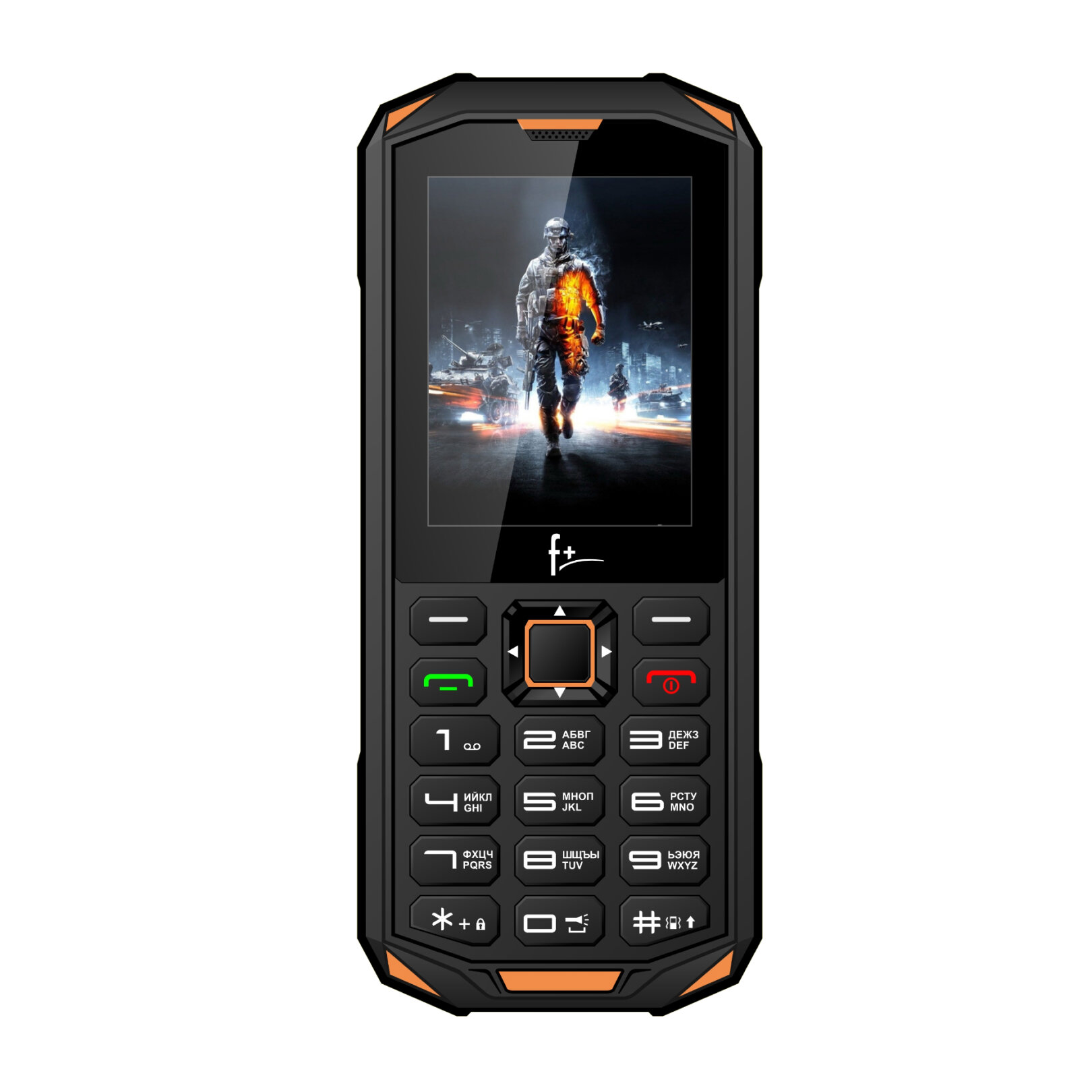 Мобильный телефон F+ R240 Black-orange, 2 Nano SIM, 2G, Type-C