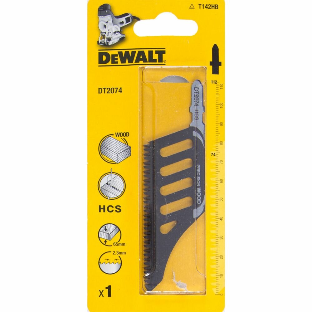 Пилка для лобзика DEWALT DT2074, по дереву из высокоуглеродистой стали, HCS, 112 x 74 x 2.3 x 65