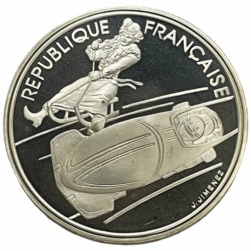 Франция 100 франков 1990 г. (XVI зимние Олимпийские Игры, Альбервиль 1992 - Бобслей) (PP)