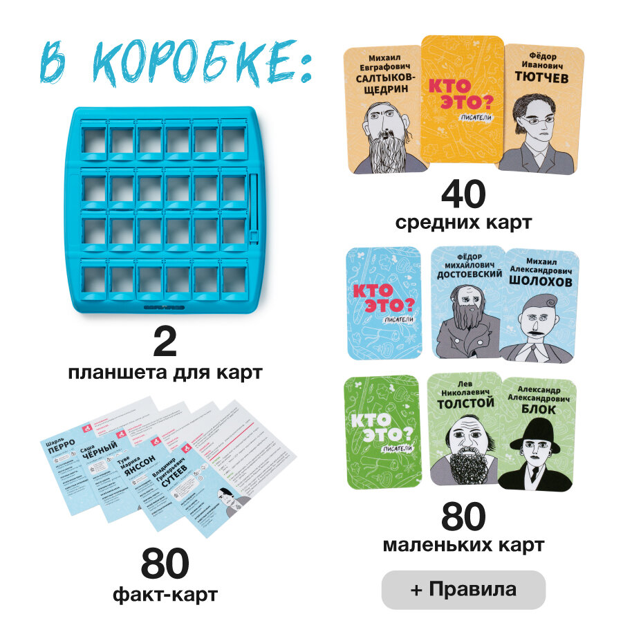 Развивающая настольная игра на эрудицию для детей и всей семьи Кто Это? Писатели — фото 1