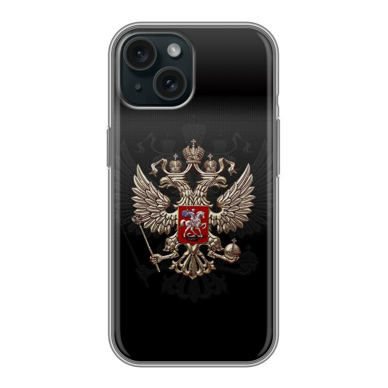 Дизайнерский силиконовый чехол для Айфон 15 / Iphone 15 Герб России