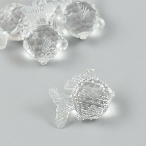 Декор для творчества пластик Рыбка-кристалл прозрачный набор 25 гр 2х3,1х2,6 см, 2 штуки