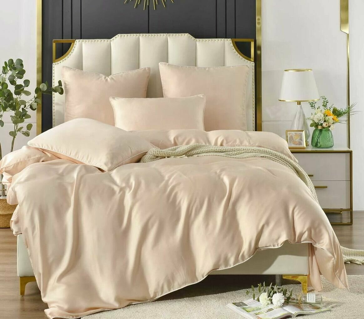 фото Простыня из тенселя на резинке 120х200х20 - М - 60S 4292 Кремовый