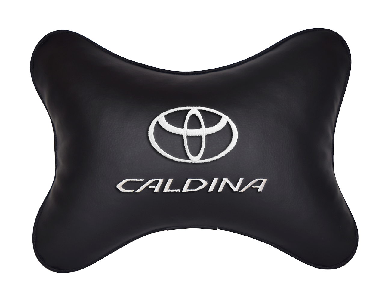 Подушка на подголовник экокожа Black с логотипом автомобиля TOYOTA CALDINA