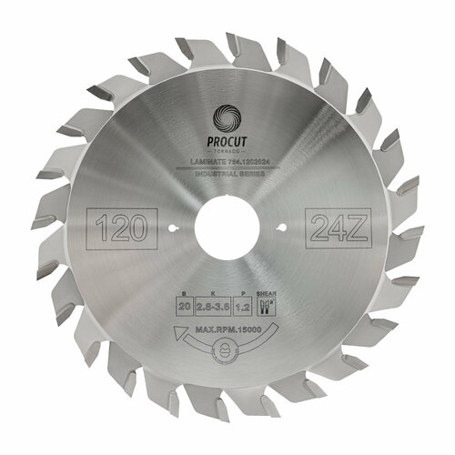 PROCUT Диск подрезной конический 120x20x3.0/4.0/p=2.2 z24 Conical tooth 756.1202024