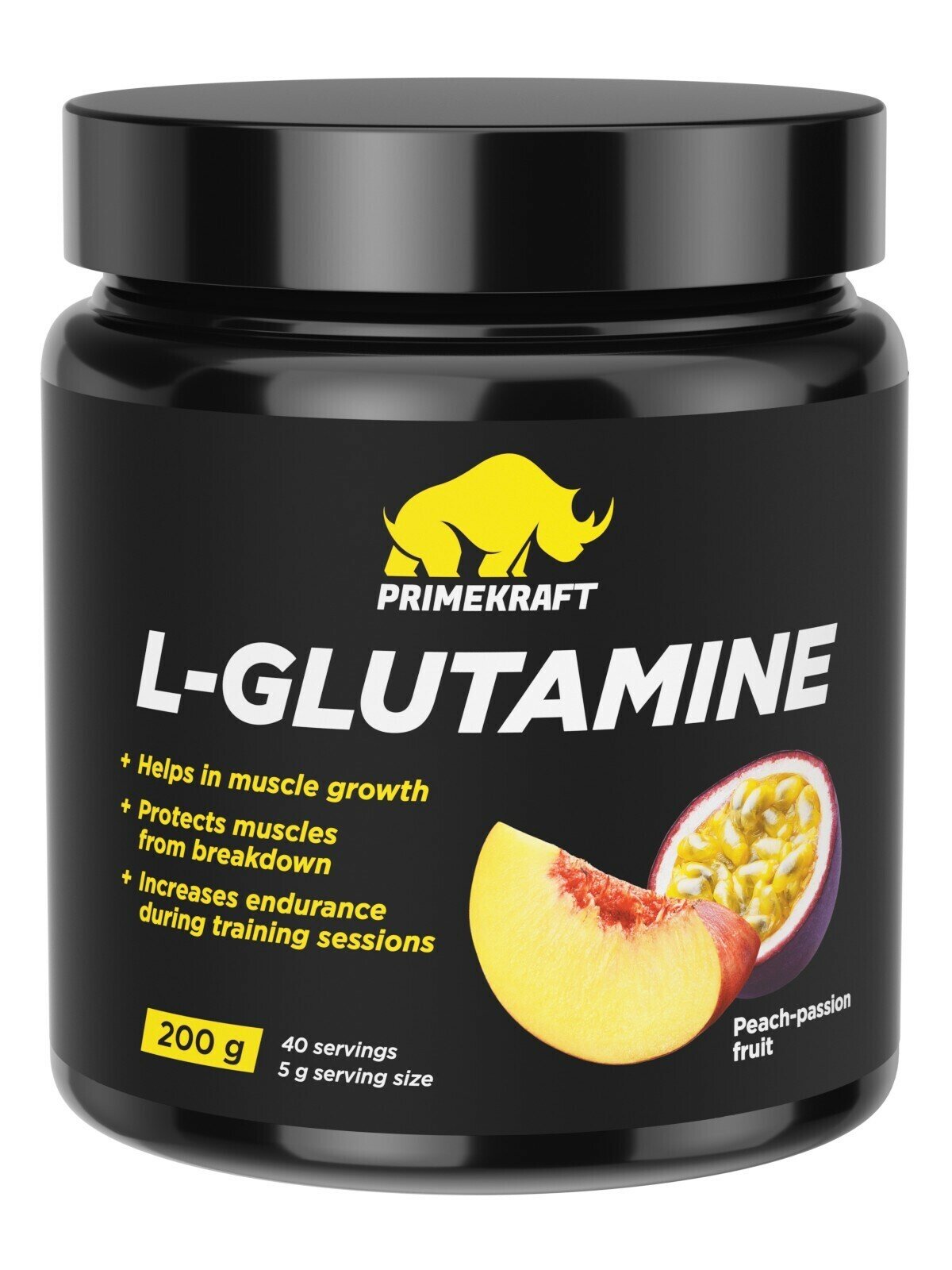 Аминокислоты PRIMEKRAFT Глютамин L-Glutamine Персик-маракуйя, 200 г / 40 порций