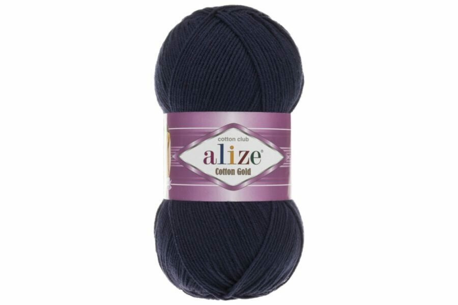 Пряжа Alize Cotton Gold (Коттон Голд) - 1 шт Цвет: 58 темно-синий 55% хлопок, 45% акрил 100г 330м