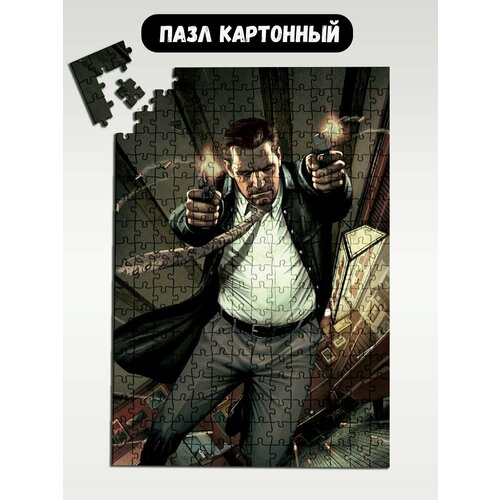 Пазл картонный 39,5х28 см, размер А3, 300 деталей, модель игра Max Payne 3 - 1083