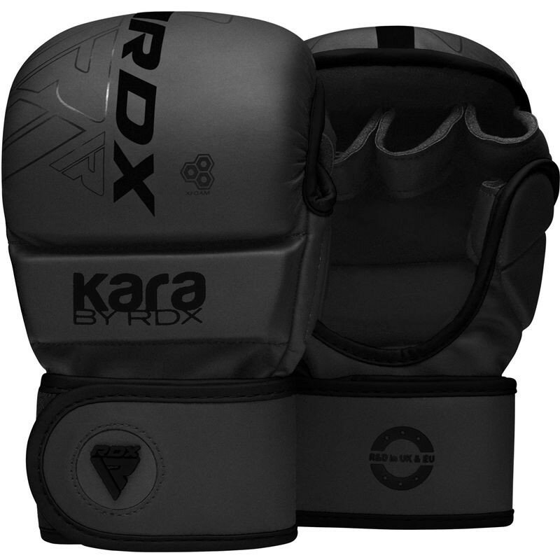 Перчатки тренировочные RDX Grappling Shooter F6 Plus L, XL черный матовый