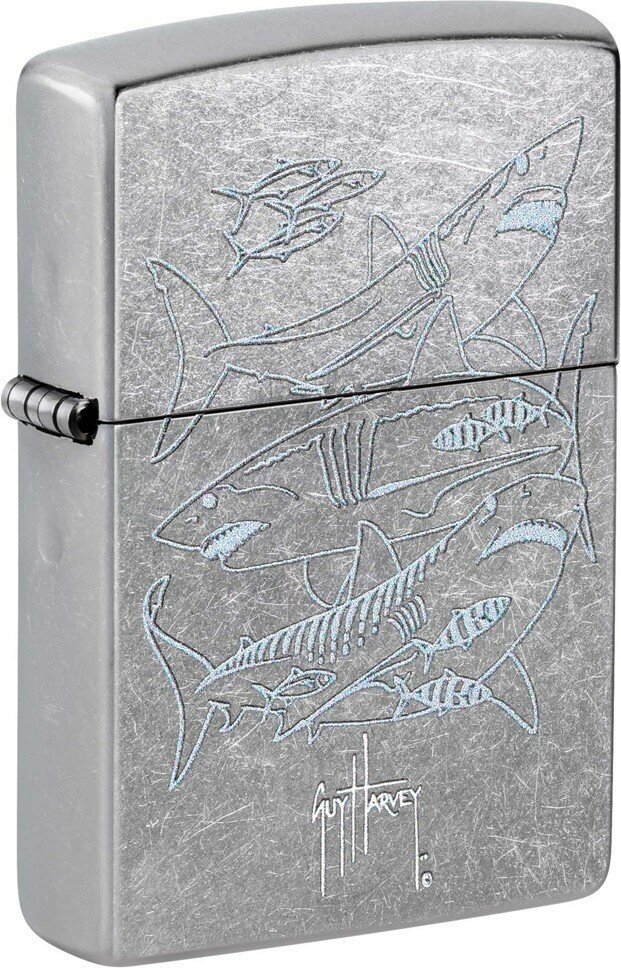 Зажигалка ZIPPO Guy Harvey с покрытием Street Chrome, латунь/сталь, серебристая, 38x13x57 мм