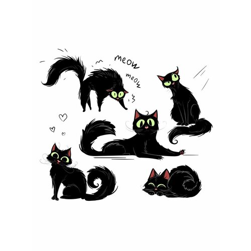 Наклейки стикеры черного кота