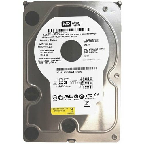 Жесткий диск Western Digital WD2500AVJB 250Gb 7200 IDE 3.5 HDD жесткий диск western digital wd100bb 10gb 7200 ide 3 5 hdd