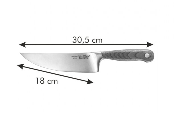 Нож кухонный Tescoma стальной универсальный лезв.180мм прямая заточка дерево/серебристый - фото №6