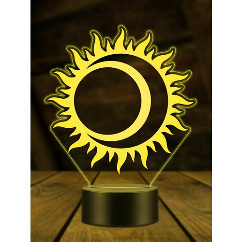 Ночник Солечное Затмение, ночная лампа, 3Д светильник, солнце