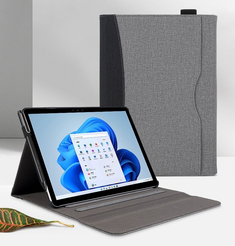 Чехол-клатч-сумка MyPads для Microsoft Surface Pro 9 с отделением под клавиатуру из водоотталкивающей импортной кожи серый