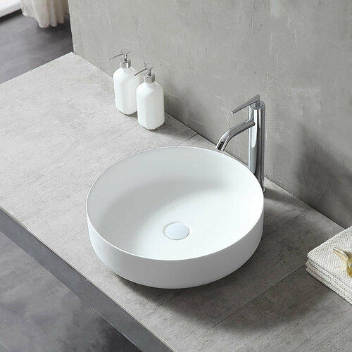 Vincea Раковина Solid Surface, накладная VBS-6S16MW 450x450x130 белый матовый Vincea