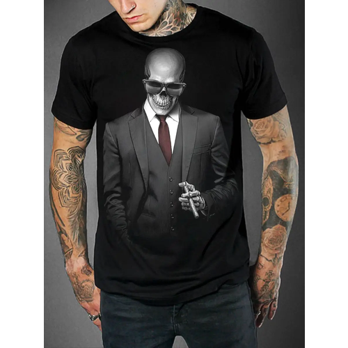 фото Футболка miki, размер 58, черный, серый