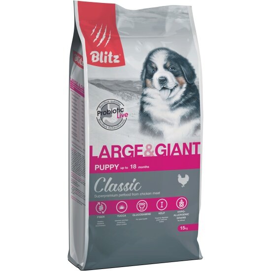 Корм сухой Blitz (pet) Blitz PUPPY LARGE & GIANT для щенков крупных пород 15кг