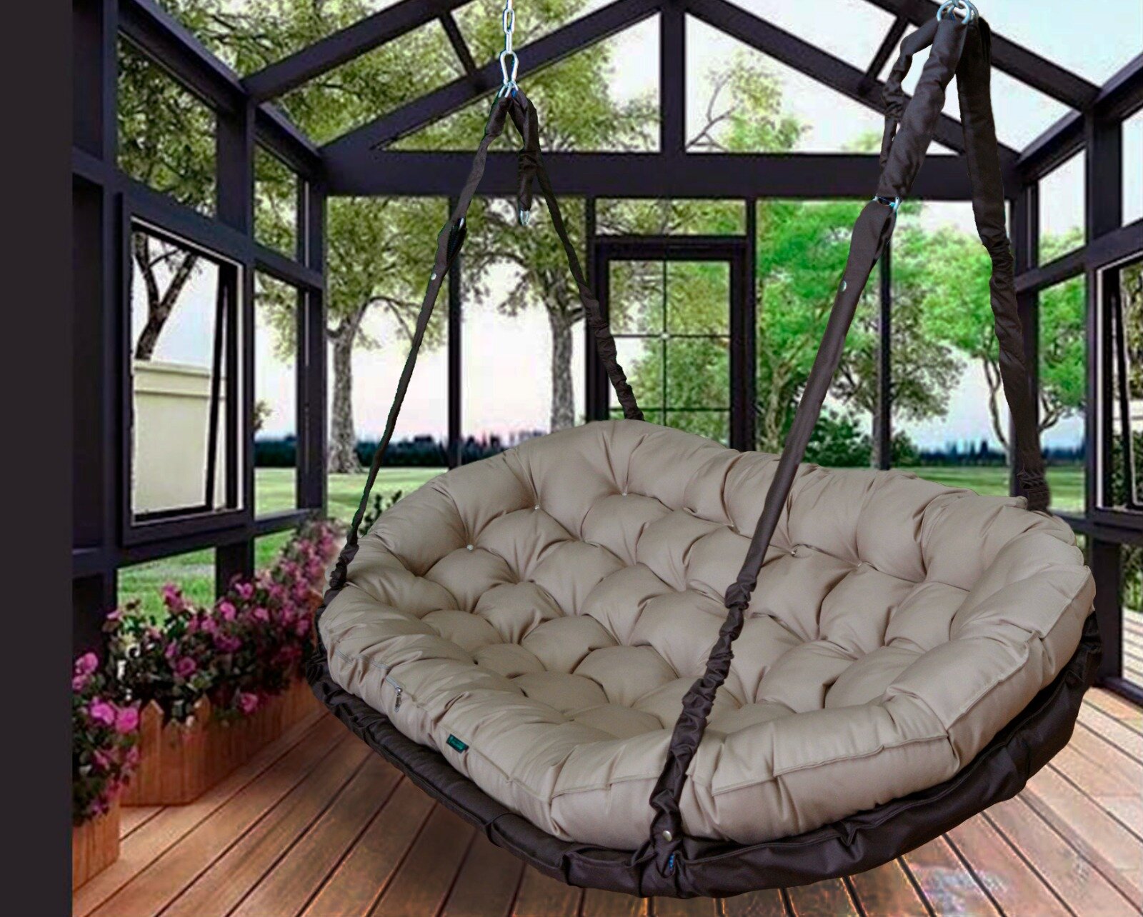 фото Подвесной диван качели для сада 185