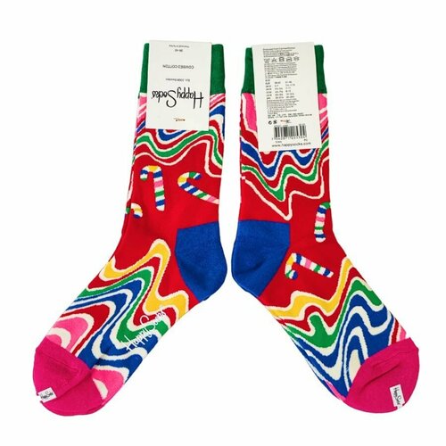 Носки Happy Socks, размер 36-40, голубой, красный, зеленый, синий носки happy socks размер 36 40 черный