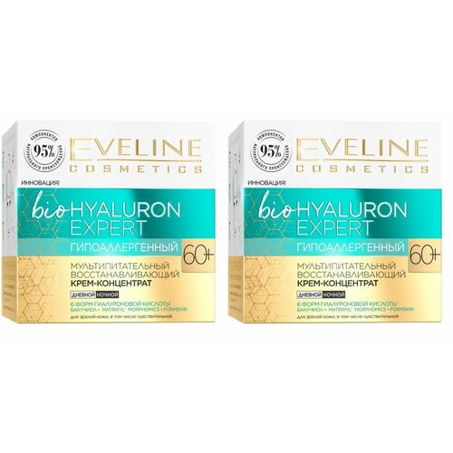 Eveline Cosmetics Крем-концентрат bioHyaluron Expert 60+, 50 мл, 2 штуки крем концентрат eveline cosmetics biohyaluron expert гипоаллергенный интенсивно укрепляющий против морщин 40 50 мл 2 шт