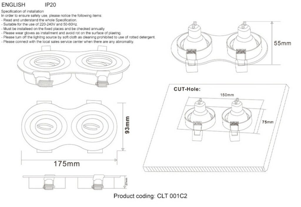 Встраиваемый светильник Crystal Lux CLT 001C2 WH - фото №9