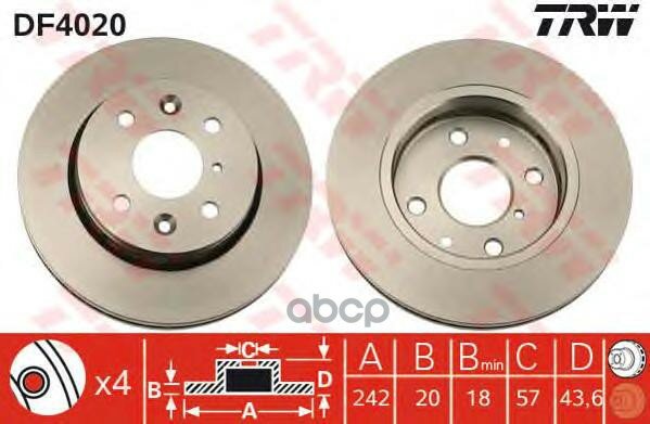 [Df4020] Trw Диск Тормозной, TRW арт. DF4020