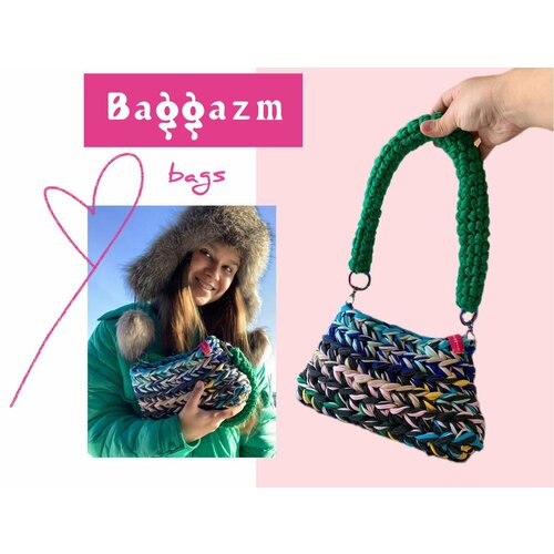 Сумка Baggazm, фактура вязаная, мультиколор, зеленый сумка шоппер baggazm bg10 фактура вязаная красный голубой