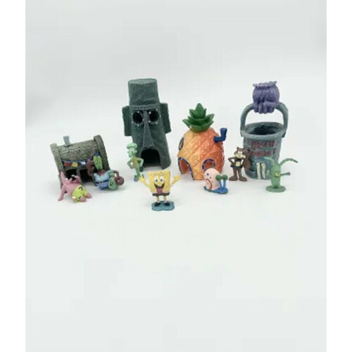 Дома + фигурки из мультфильма Губка боб квадратные штаны