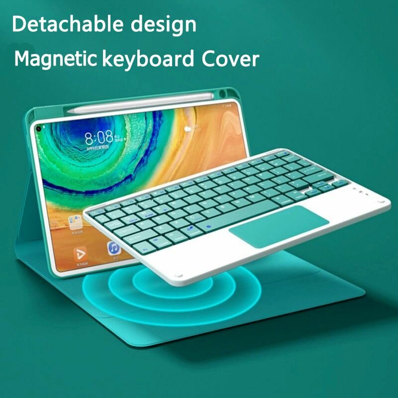 Чехол с клавиатурой MyPads для Samsung Tab S7 Plus, S7 FE, S8 Plus 12.4' (T970, T735, X806), светло-зеленый