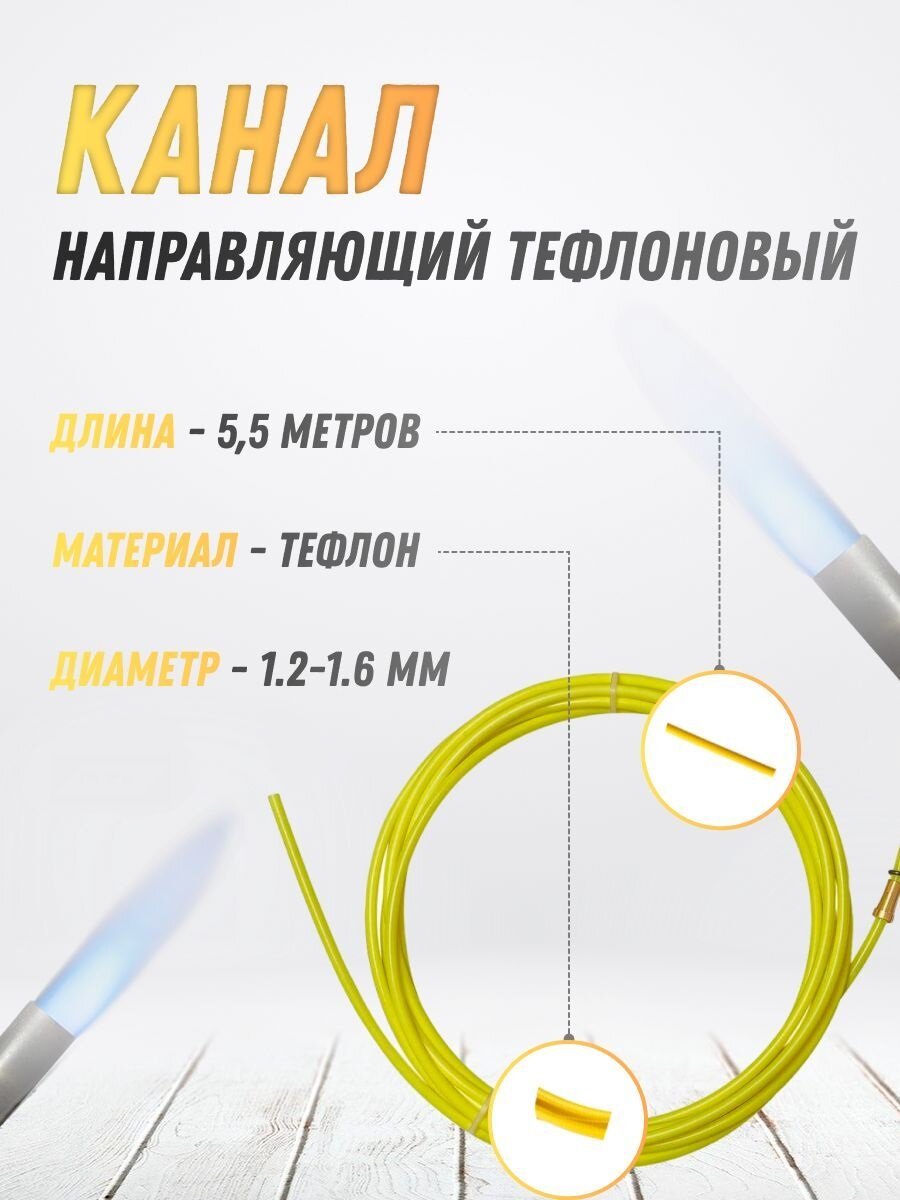 Канал направляющий ТЕФЛОН 5,5м Желтый (1,2-1,6мм) OMS2030-05 Птк - фото №4