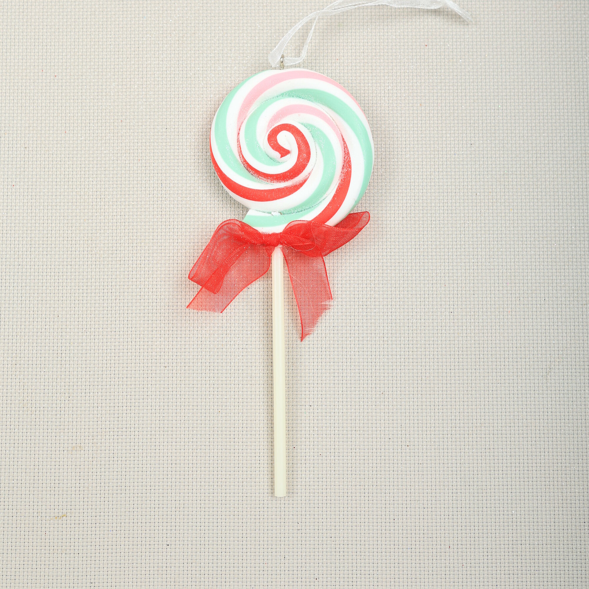 Подвеска на елку Леденец 15,5 см, с красным бантиком