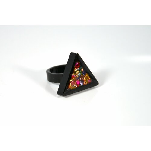 Кольцо Карамба, размер 17, мультиколор, черный