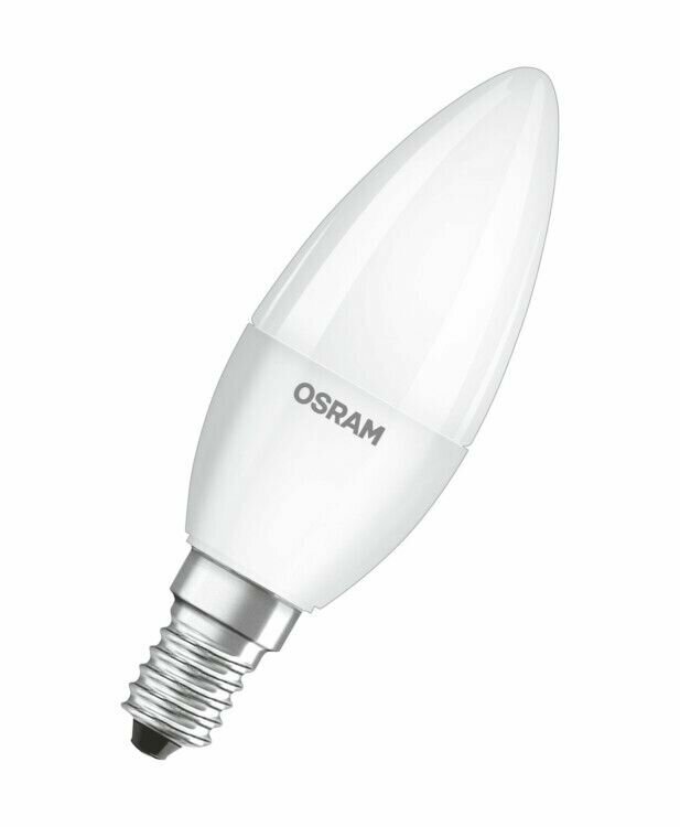 Лампа светодиодная (LED) Свеча Е14 5.5Вт 470лм 2700К 230В матов. Osram