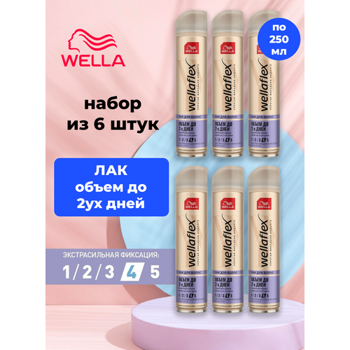 WELLAFLEX Набор Лак экстрасильная фиксация, двухдневный объем 4 250 мл, 6 шт