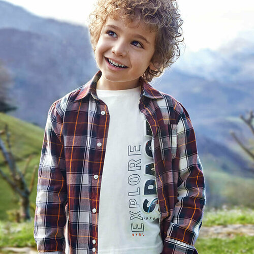 фото Рубашка mayoral, размер 128 (8 лет), красный, синий