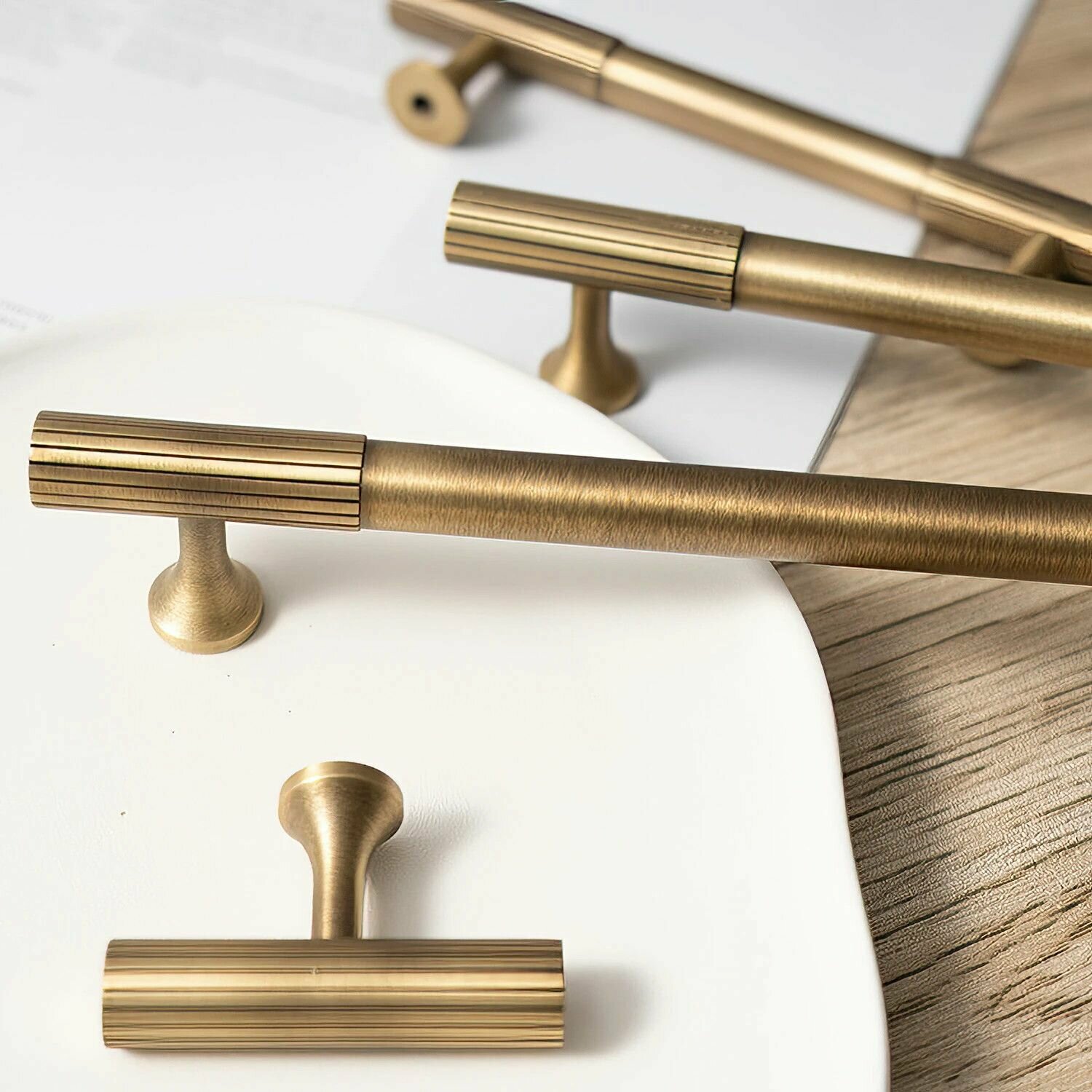 Комплект 2 шт. Ручки для мебели скоба бронза натуральная латунь для шкафа кухни ящика, 264 мм/224 мм, 2 шт — фото 1
